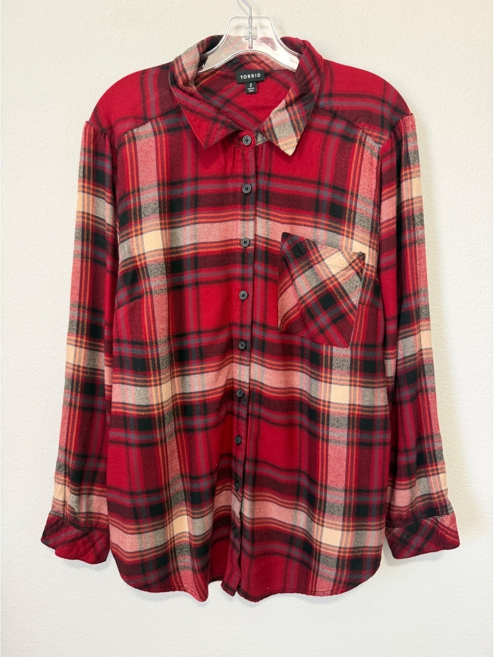 TORRID Long Sleeve Button Up Collared Plaid Shirt Women's Size 2 (2X)